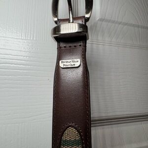 Beverly Hills Polo Club Brown Leather Belt with Fabric Detail size 36